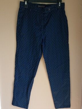 Madewell et Sezane Chevron Blue Black Career Cotton Blend Pencil Skinny Trouser